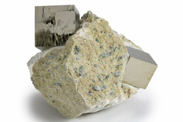 Two Natural Pyrite Cubes In Rock - Navajun, Spain #325031